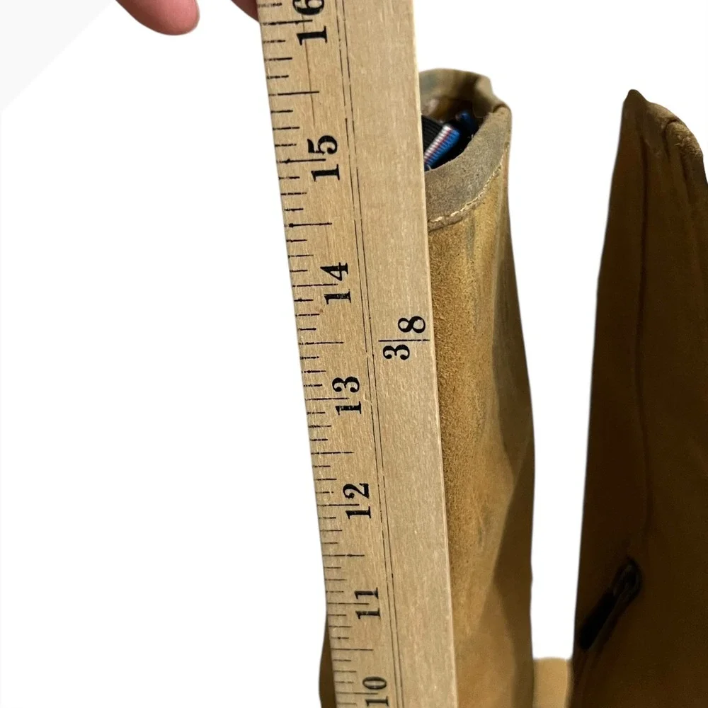 Tommy Hilfiger Tan Suede Knee High Engineer Boots Buckle‎ Detail Lug Sole 8.5M